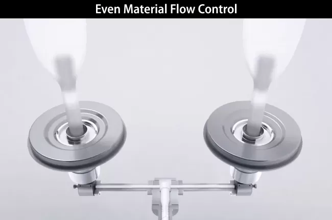 even flows into two separate blown film dies